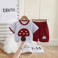 Girls Maroon Mushroom Embroidered T-Shirt With Shorts Set Sets Maroon 1-2 Y