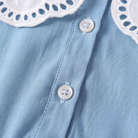 Girls Light Blue Short Sleeve Tiered Dress Casual Dresses