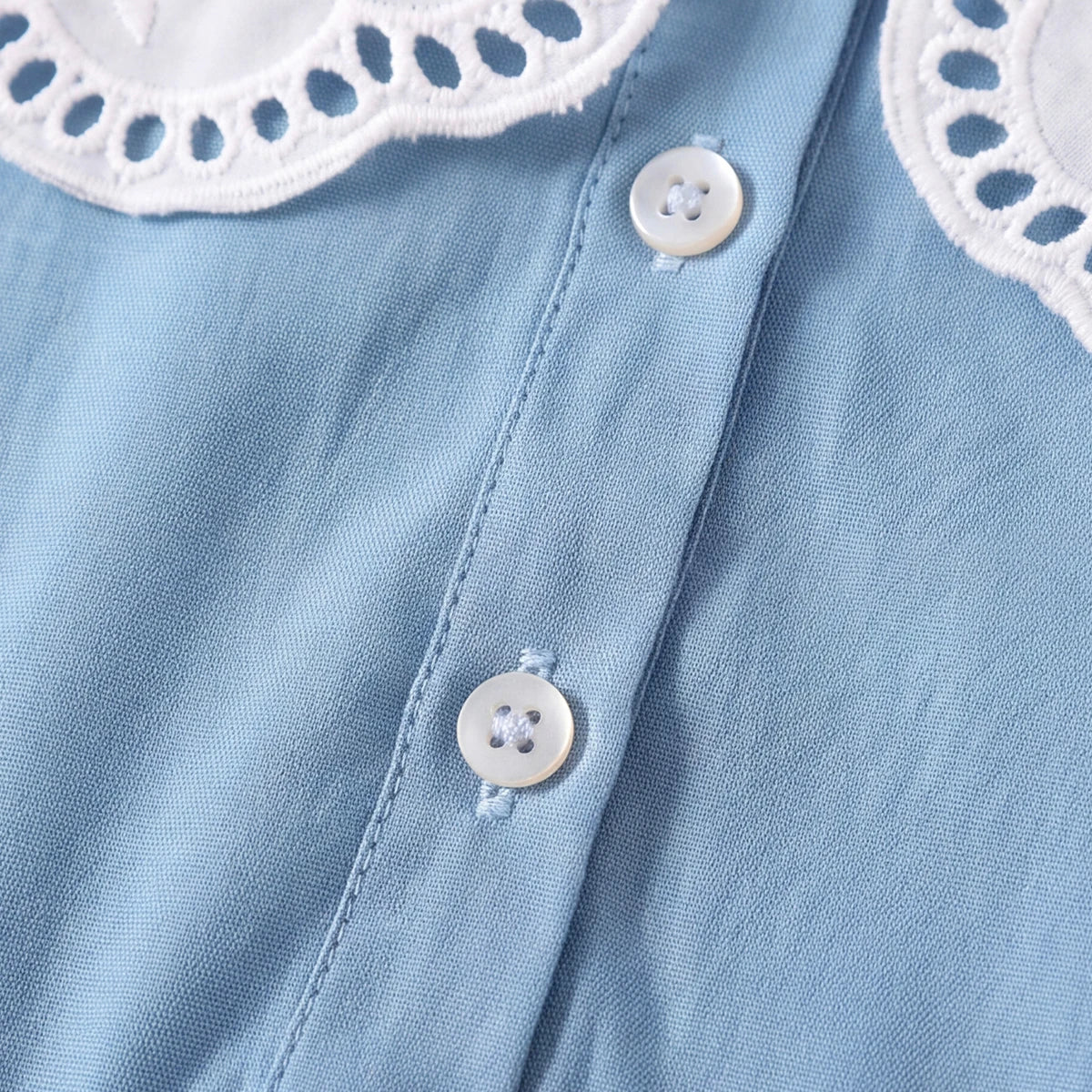 Girls Light Blue Short Sleeve Tiered Dress Casual Dresses