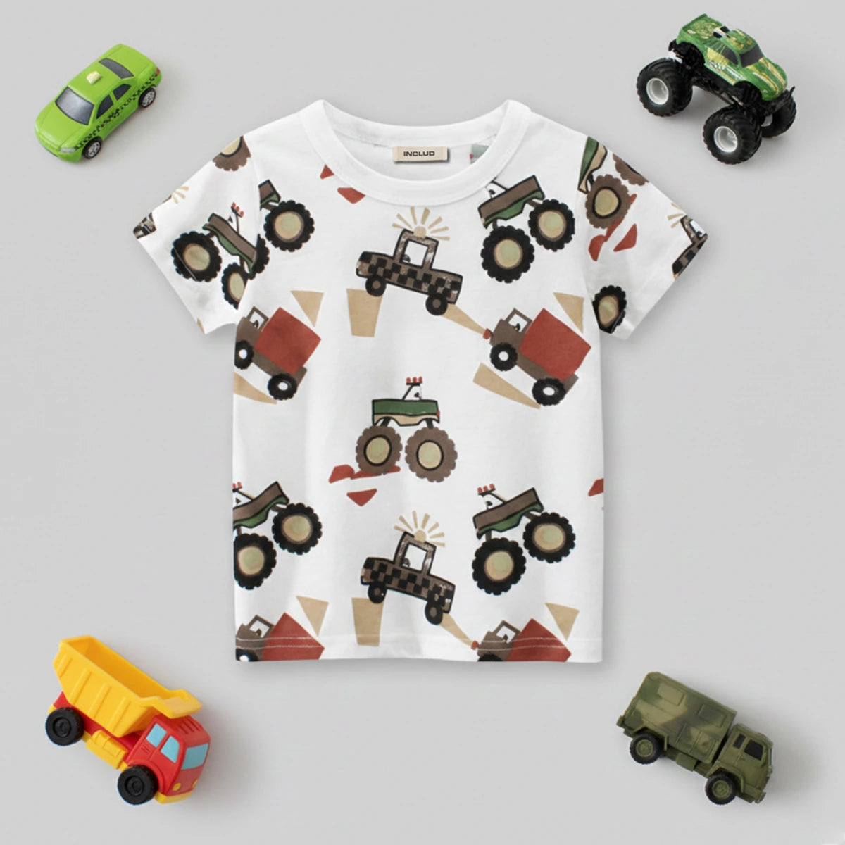 Boys Off White Car Cartoon Printed Short Sleeves T-Shirt Tshirts Off White 1-2 Y