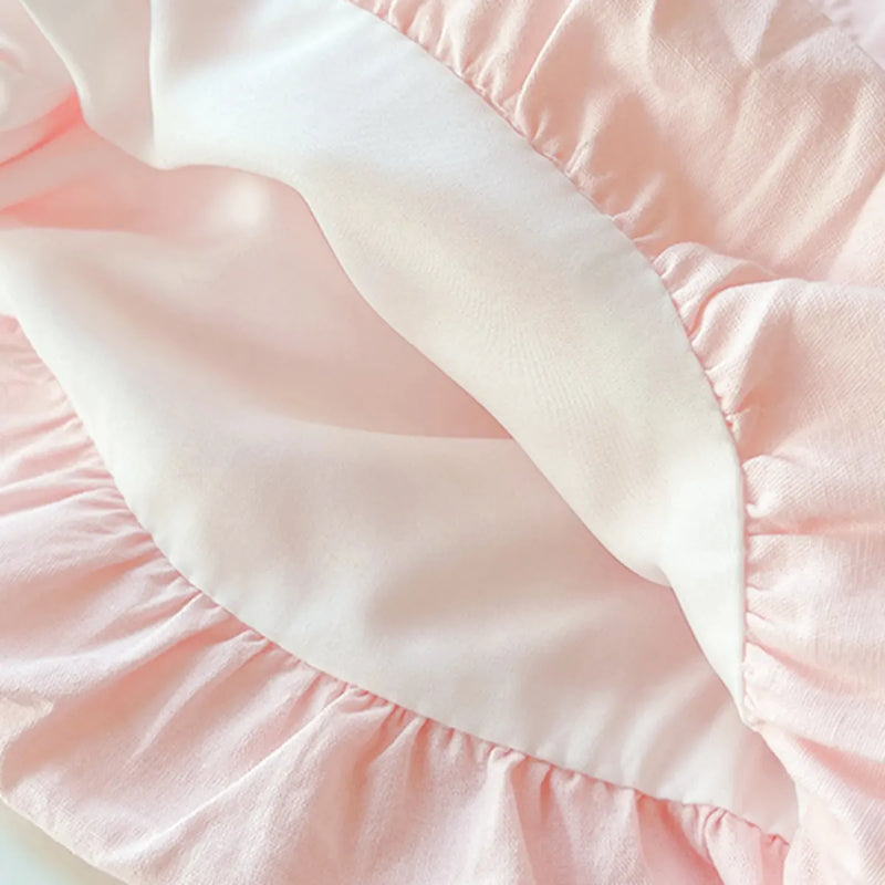 Girls Pink Sleeveless Lace Hem Top With Bloomer-style Shorts Sets Sets