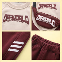 Boys Typographic Sweatshirt With Maroon Joggers Sets Sets