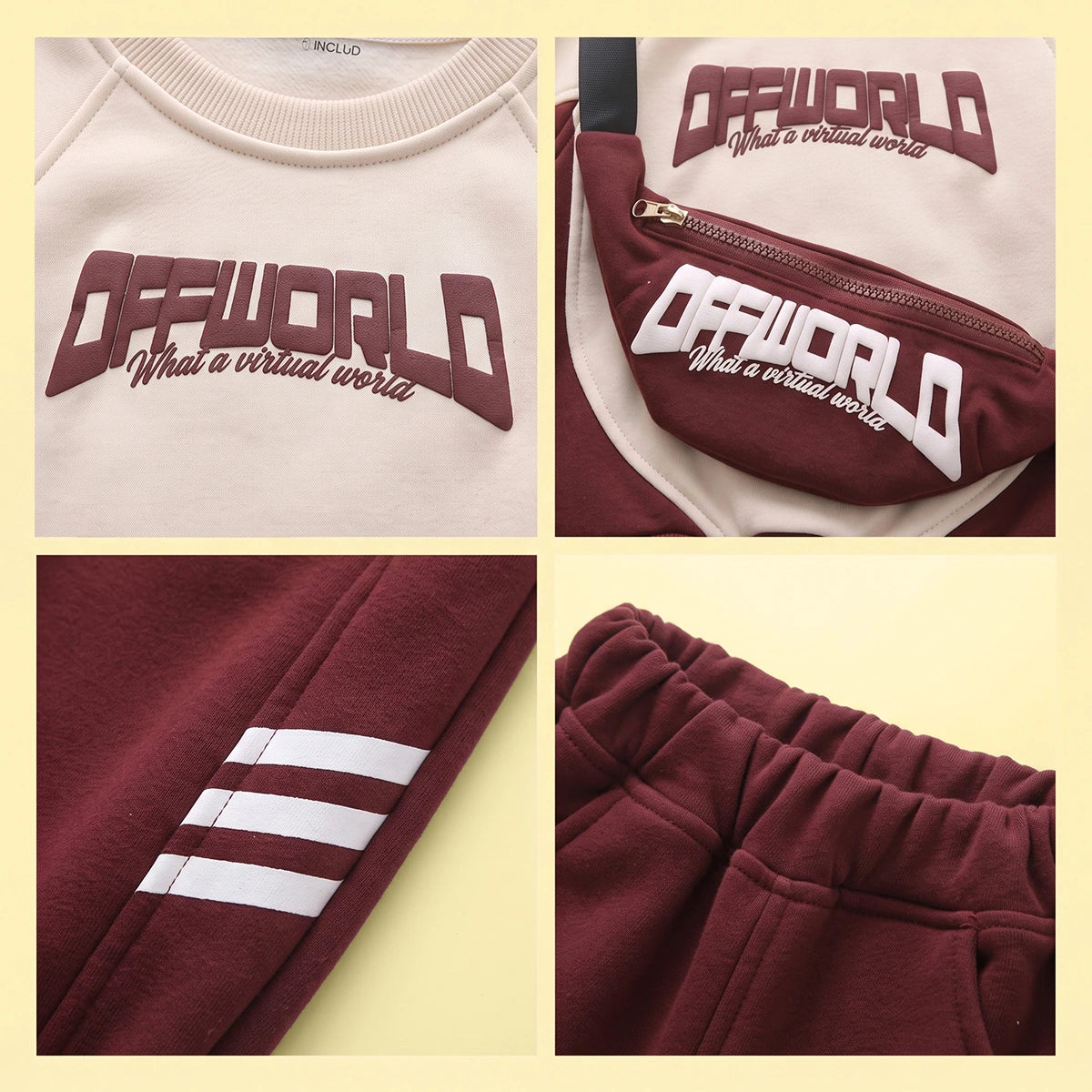Boys Typographic Sweatshirt With Maroon Joggers Sets Sets