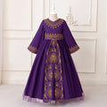 Girls Purple Printed Fit & Flare Dress With Long Sleeves Casual Dresses Purple 3-4 Y