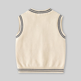 Boys Off White Self-Design Sweater Vest Sweaters & Cardigans
