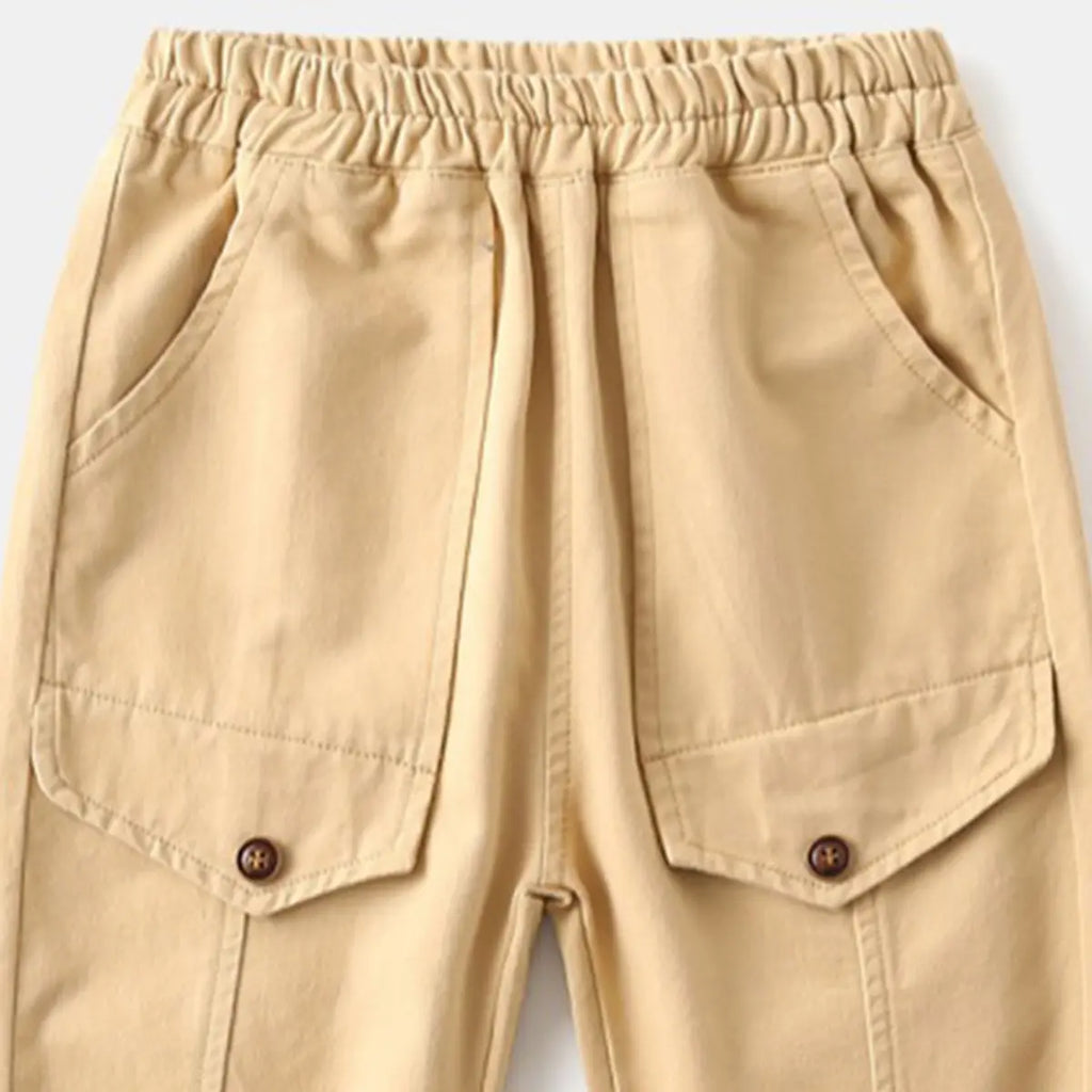 Boys Beige Joggers Pant With Elasticated Waistband Pants