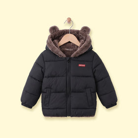 Boys Black Bear Ear On Hood Zip-up Puffer Jacket Coats & Jackets Black 1-2 Y