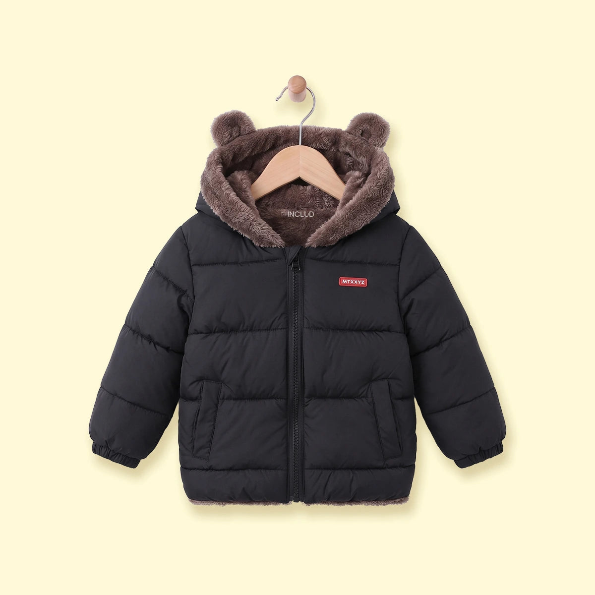 Boys Black Bear Ear On Hood Zip-up Puffer Jacket Coats & Jackets Black 1-2 Y