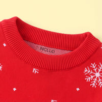 Boys Red Sweater With Cute Reindeer and Snowflake Design Sweaters & Cardigans