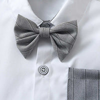 Boys Short Sleeve Shirt With Suspender Pants Set Sets   
