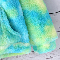 Girls Green Tie Dye Printed Hooded Neck Pullover Winter Sweatshirt Sweatshirts & Hoodies