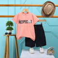 Boys Peach Typographic T-Shirt With Elasticated Shorts Sets 2 pc. Sets Peach 2-3 Y