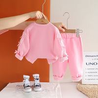 Girls Pink Rabbit Applique Sweatshirt With Joggers Set 2 pc. Sets