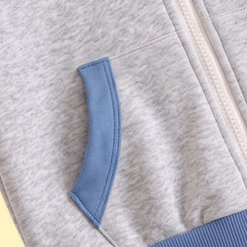 Boys Grey Colorblocked Zip-Up Hoodie Sweatshirts & Hoodies