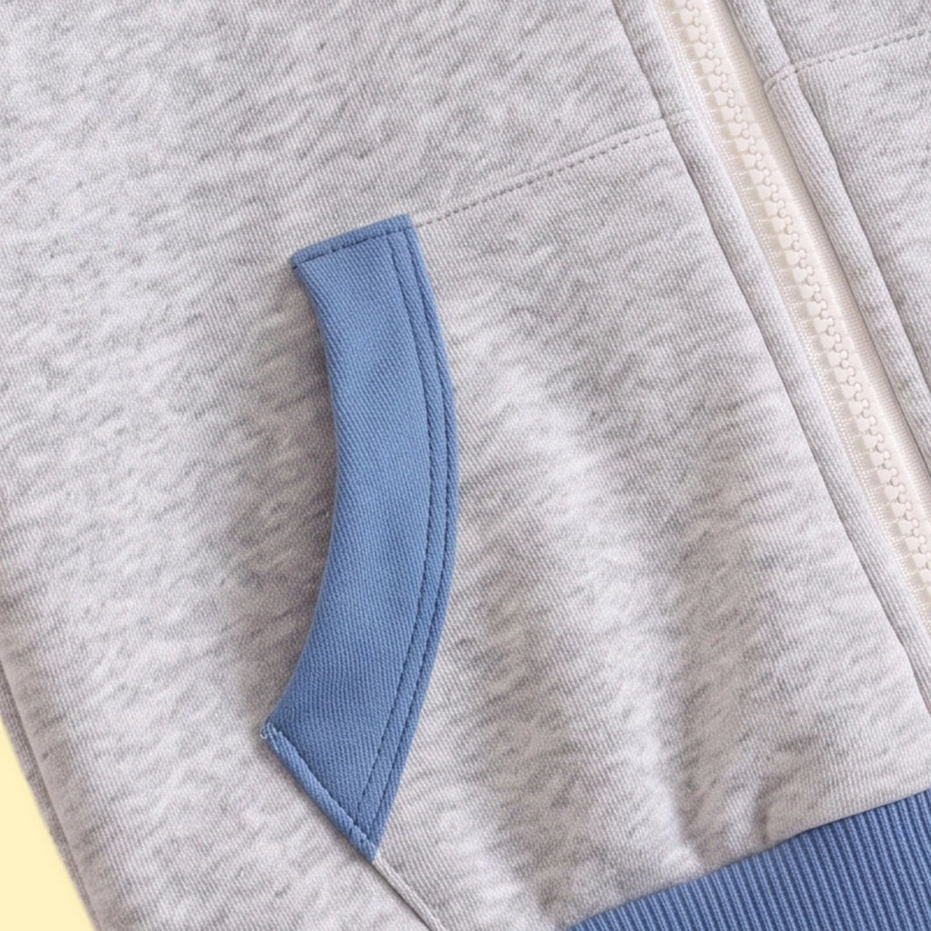 Boys Grey Colorblocked Zip-Up Hoodie Sweatshirts & Hoodies