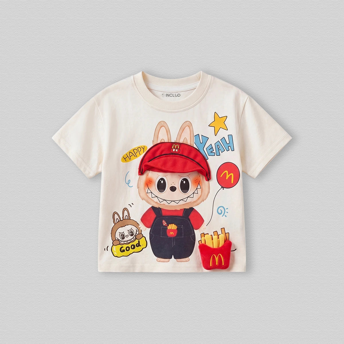Girls Cream Graphic Print Short Sleeves T-Shirt Tshirts Cream 1-2 Y