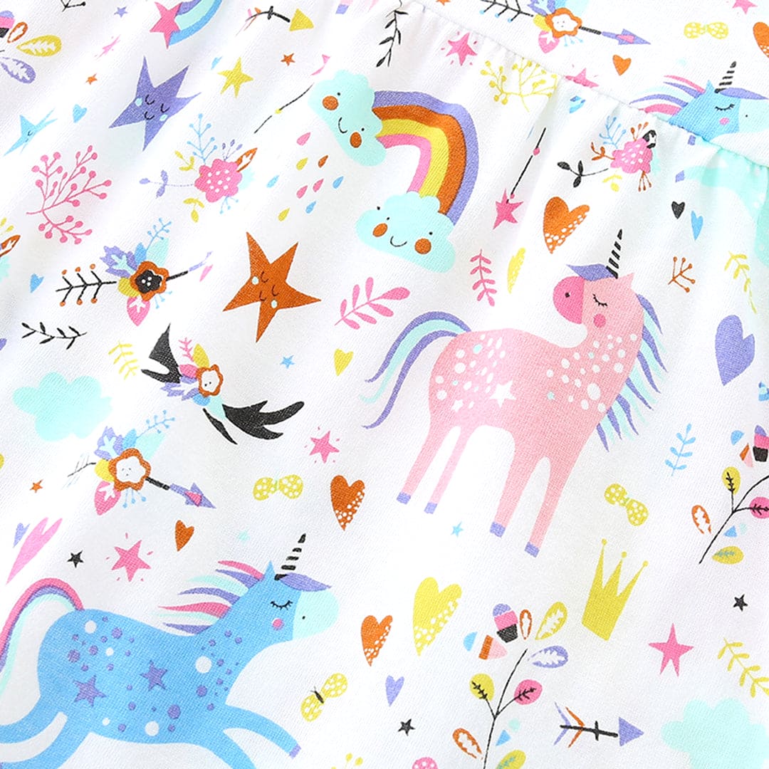 Girls Unicorn Printed Short Sleeve Dress Casual Dresses   