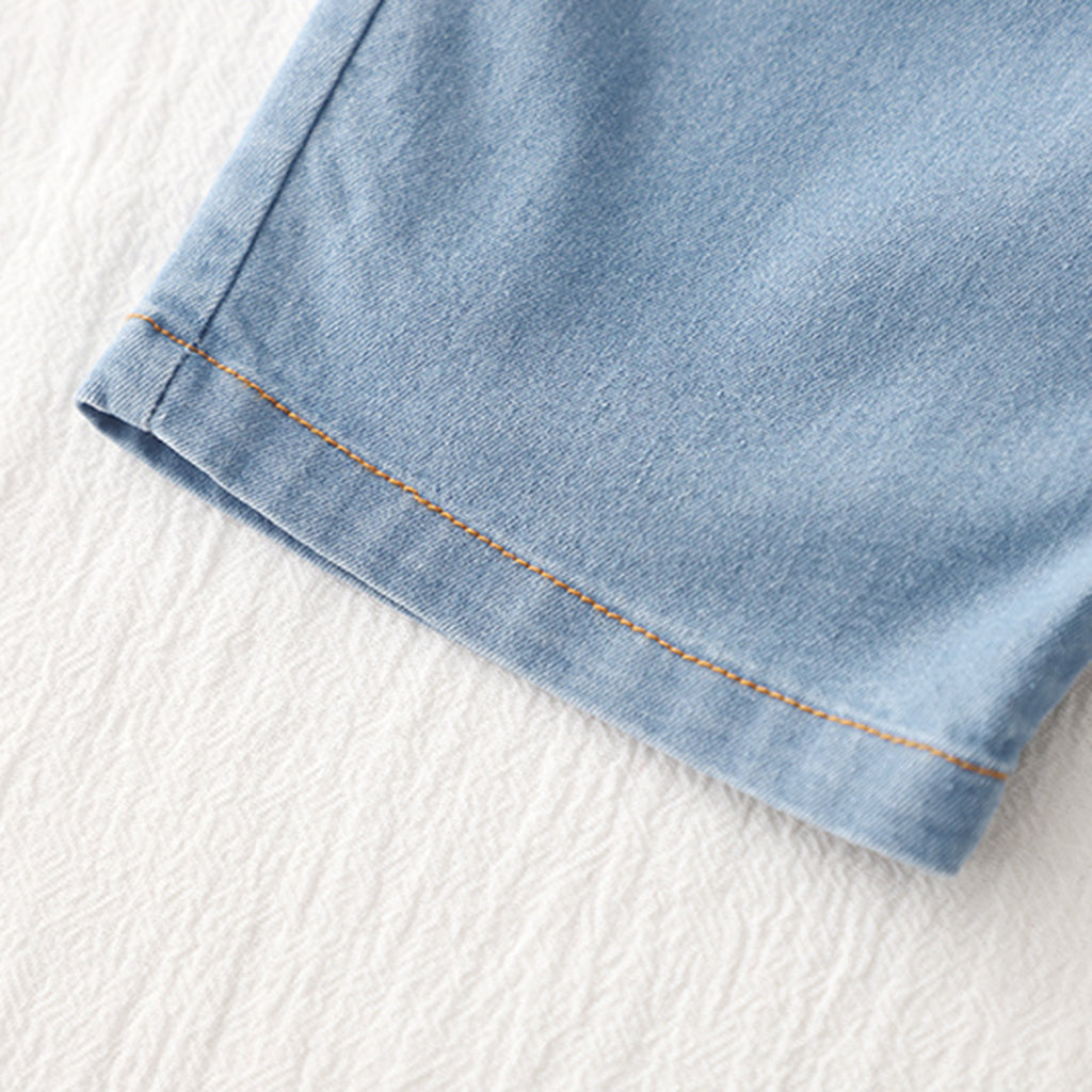 Boys Light Blue Appliqued Short Sleeves T-Shirt With Denim Shorts Set 2 pc. Sets