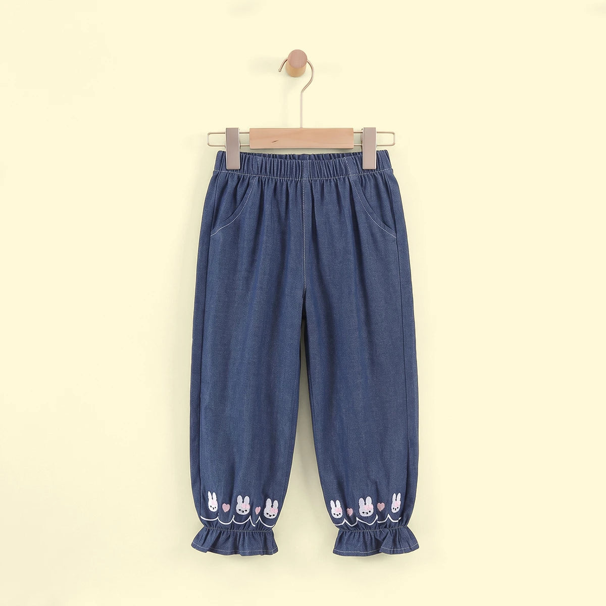 Girls Blue Embroidered Denim Pants Pants Blue 1-2 Y