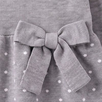 Girls Grey Polka Dot Print Knitted Fit & Flare Dress Casual Dresses