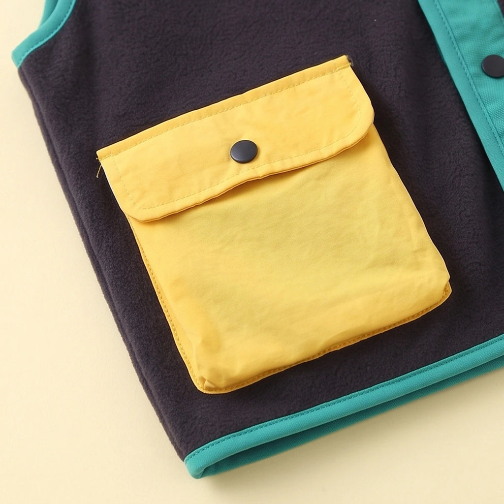 Boys Dark Grey Colorblocked Sleeveless Jacket Coats & Jackets
