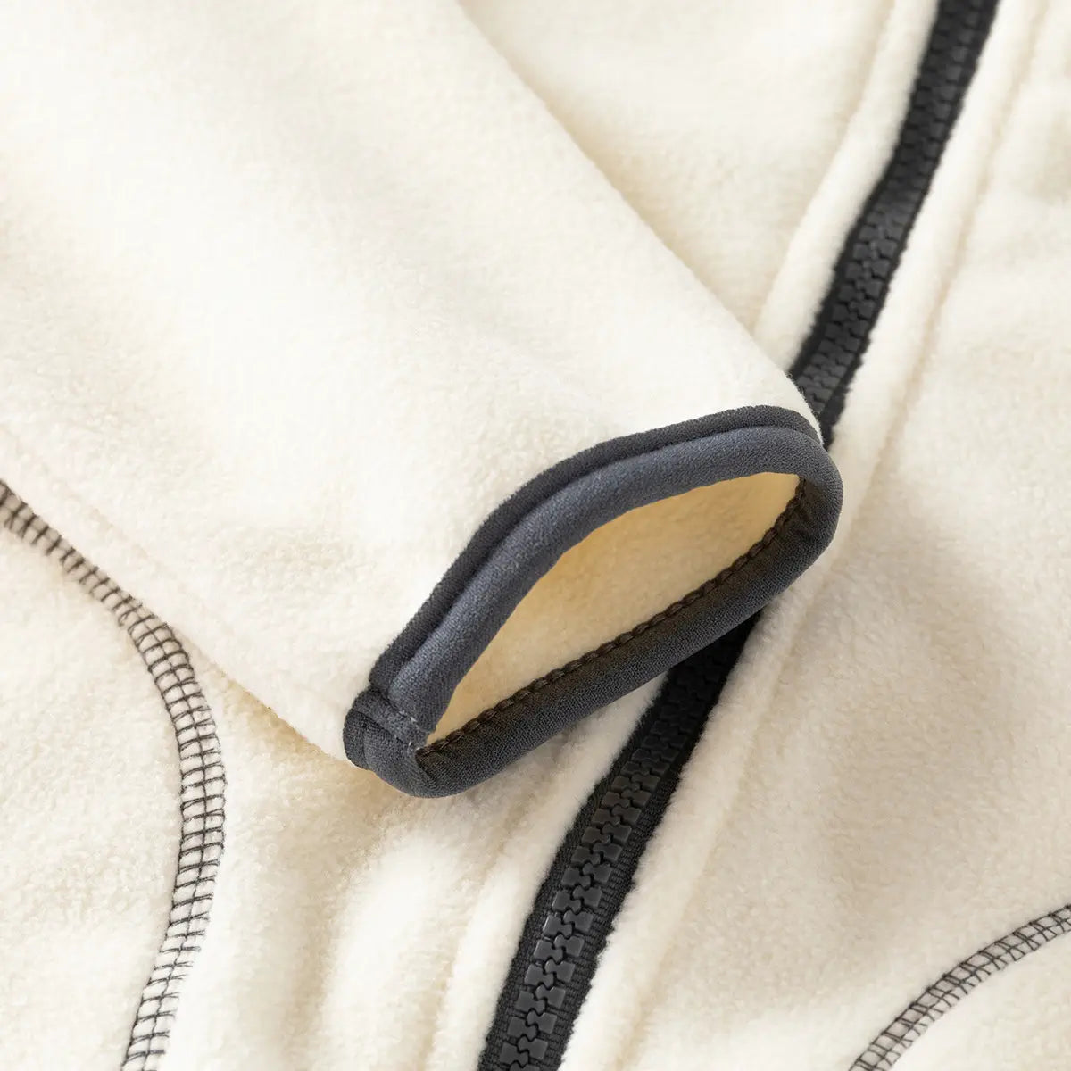 Boys Off White Fleece Embroidered Anchor Logo Zip-up Jacket Coats & Jackets