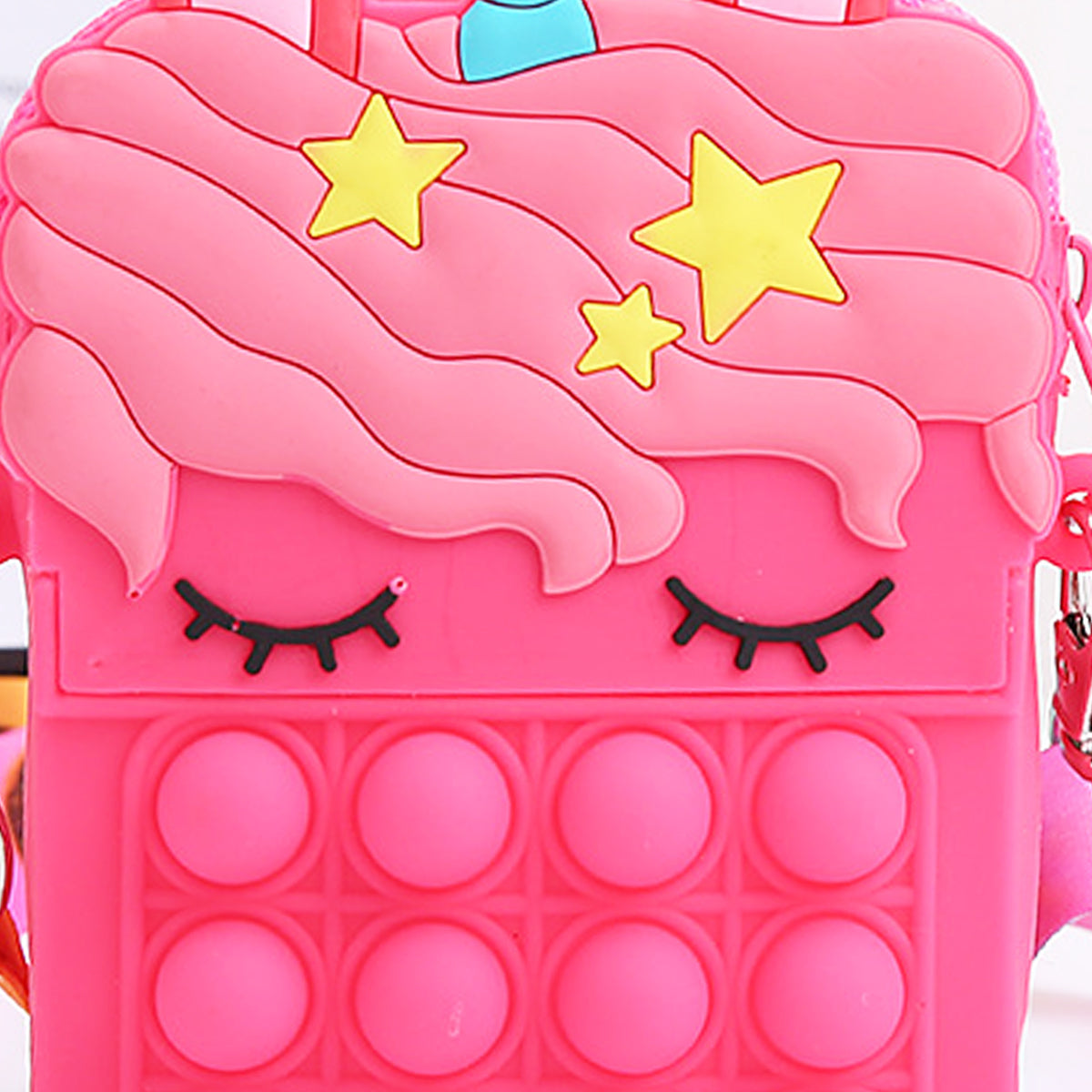 Girls Fuchsia Silicone Pop-It Unicorn Sling Bag Trending Accessories