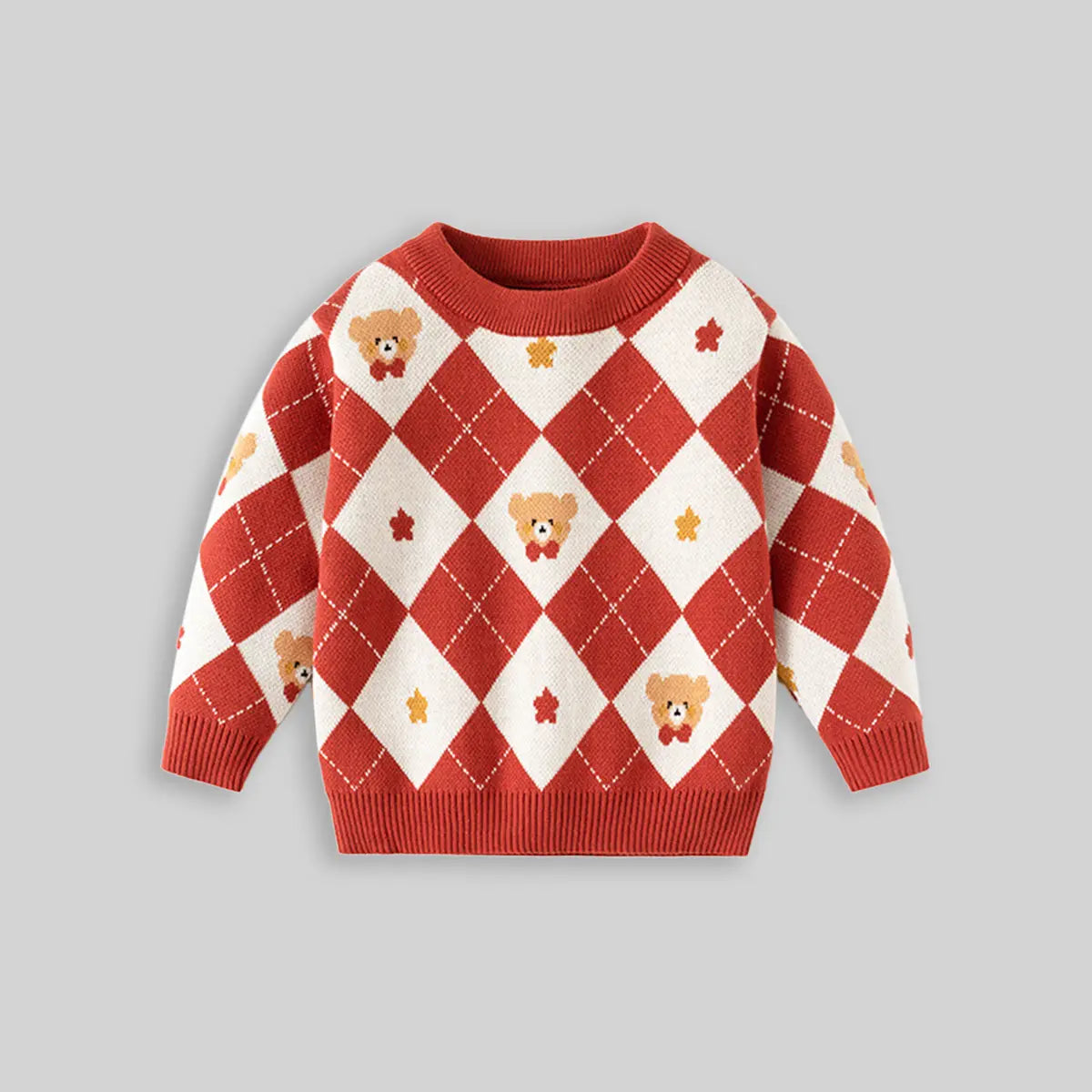 Boys Red Self-Design Triangle Patterns Knitted Sweater Sweaters & Cardigans