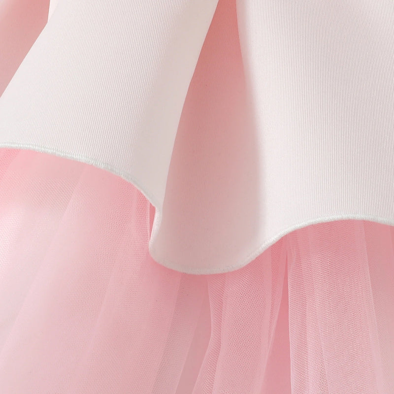 Girls White Flower Applique One Shoulder Fit & Flare Party Dress Party Dresses