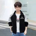 Boys Black Typographic Printed Raglan Sleeves Zipper Jacket Coats & Jackets Black 5-6 Y