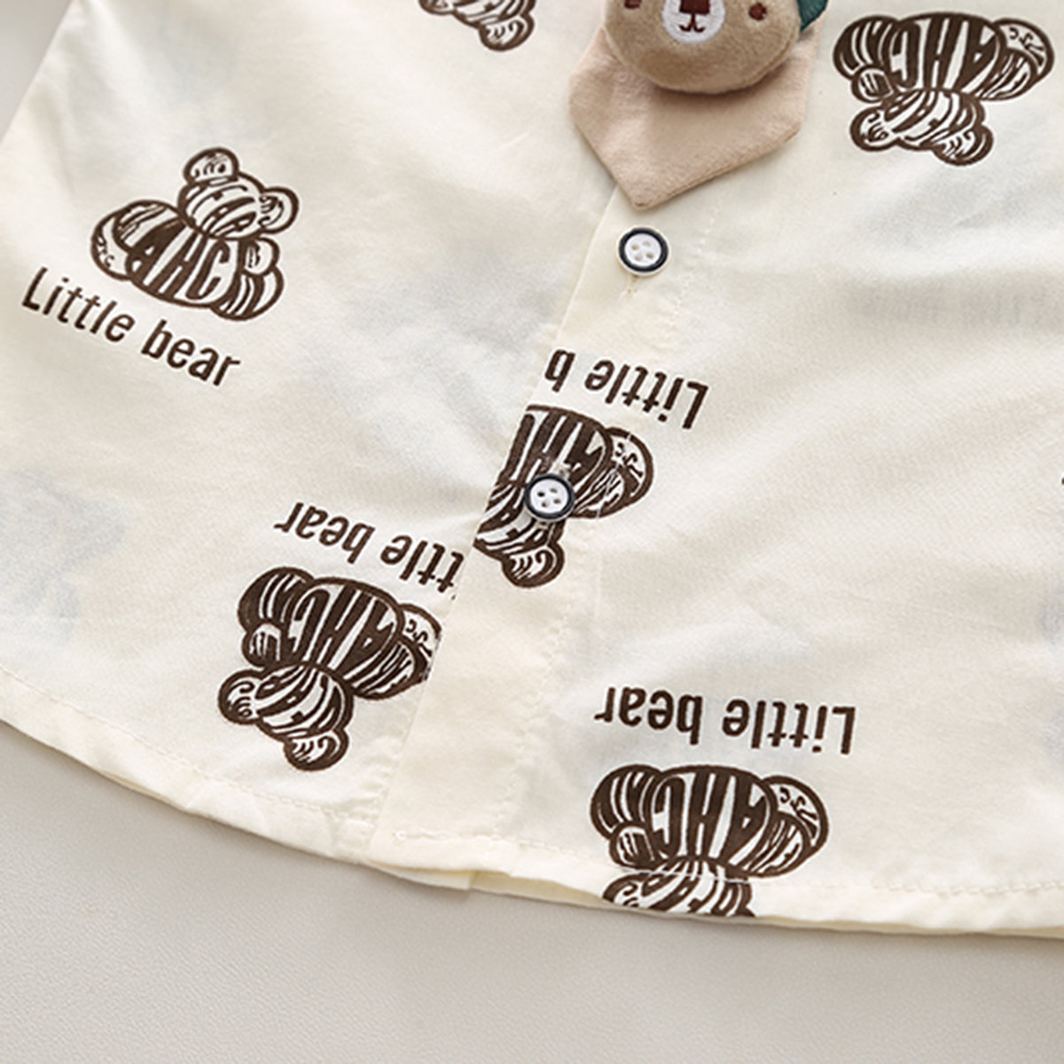 Boys Off White Bear Printed Short Sleeve Shirt With Elasticated Shorts Set Sets