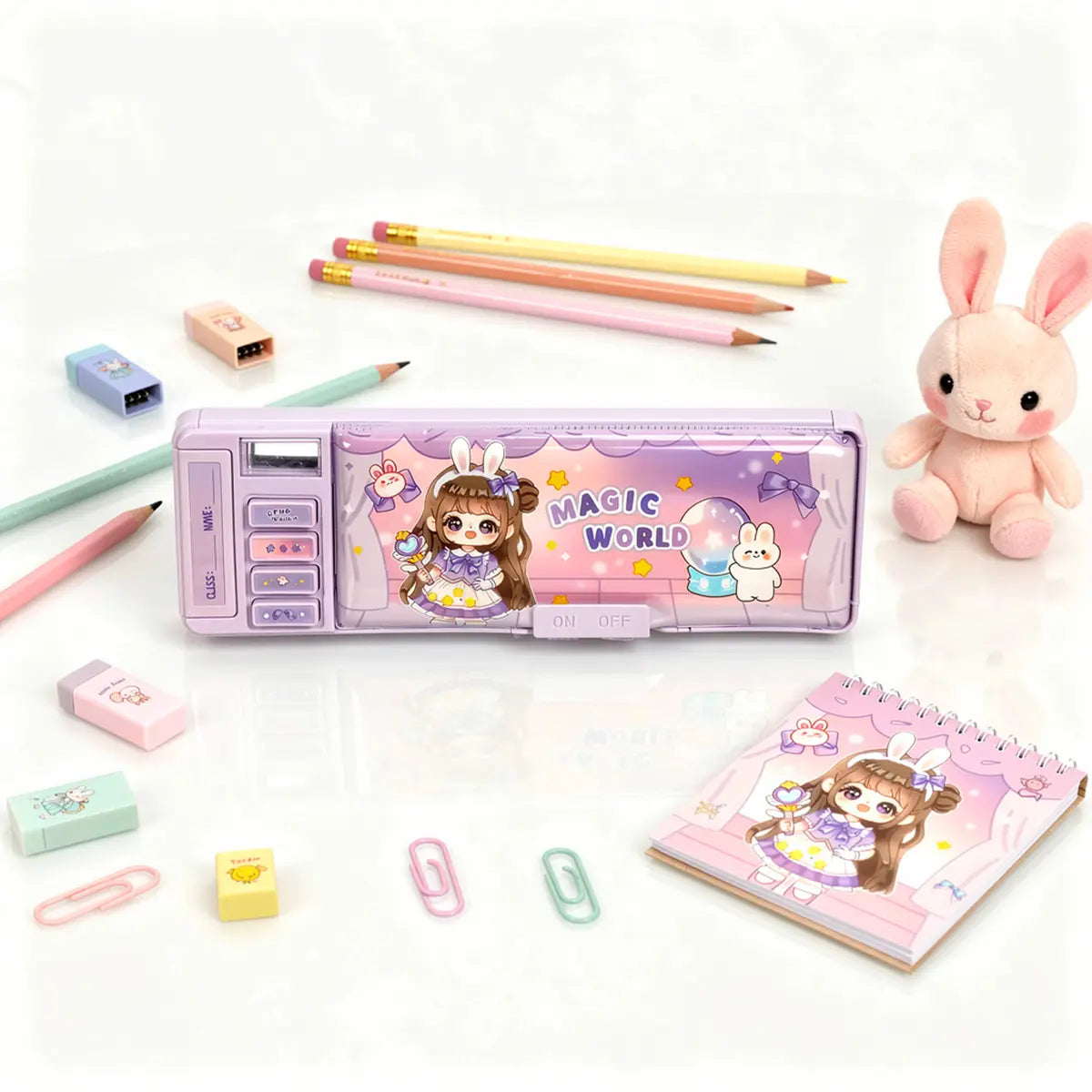 Magnetic Pencil Box for Girls Cute Cartoon Stationery Organizer Trending Accessories