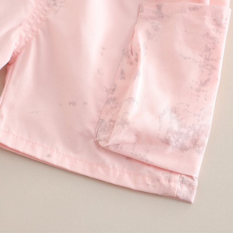 Boys Light Pink Tie & Dye Printed Shirt With Inner Tee And Cargo Shorts Set 3 pc. Sets