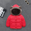 Boys Red Zip-up Puffer Jacket With Bear Ear On Hood Coats & Jackets Red 1-2 Y