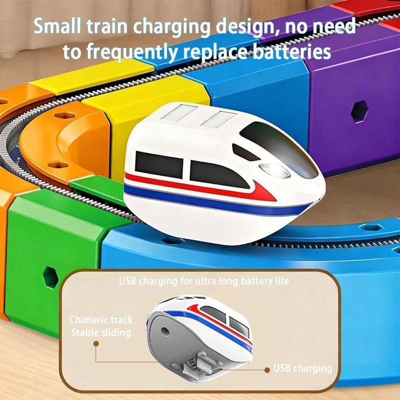 Electric Train Track Set for Kids -3D Anti-Gravity Flexible Tracks with Motorized Train, Traffic Signs & STEM Building Play Trending Accessories