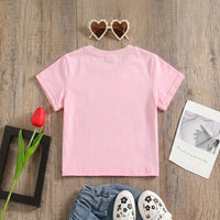 Girls Pink Heart Print Short Sleeve T-Shirt Tshirts