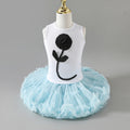 Girls Flower Applique Top With Sky Blue Tiered Tulle Skirts Set Sets Sky Blue 3-4 Y