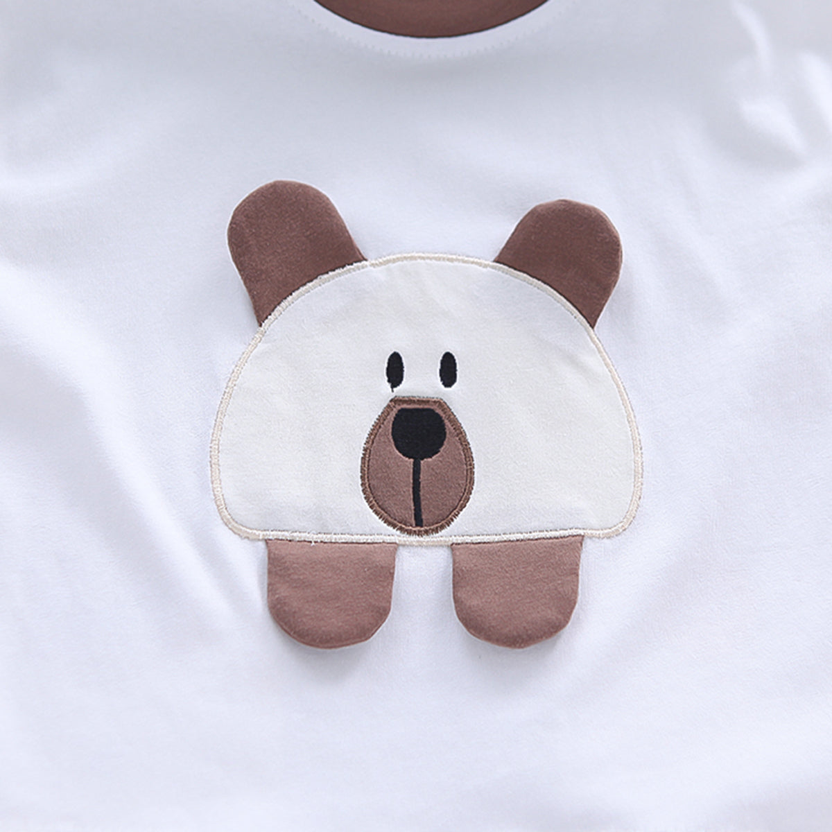 Boys Brown Teddy Patch Short Sleeves T-Shirt With Denim Shorts set 2 pc. Sets