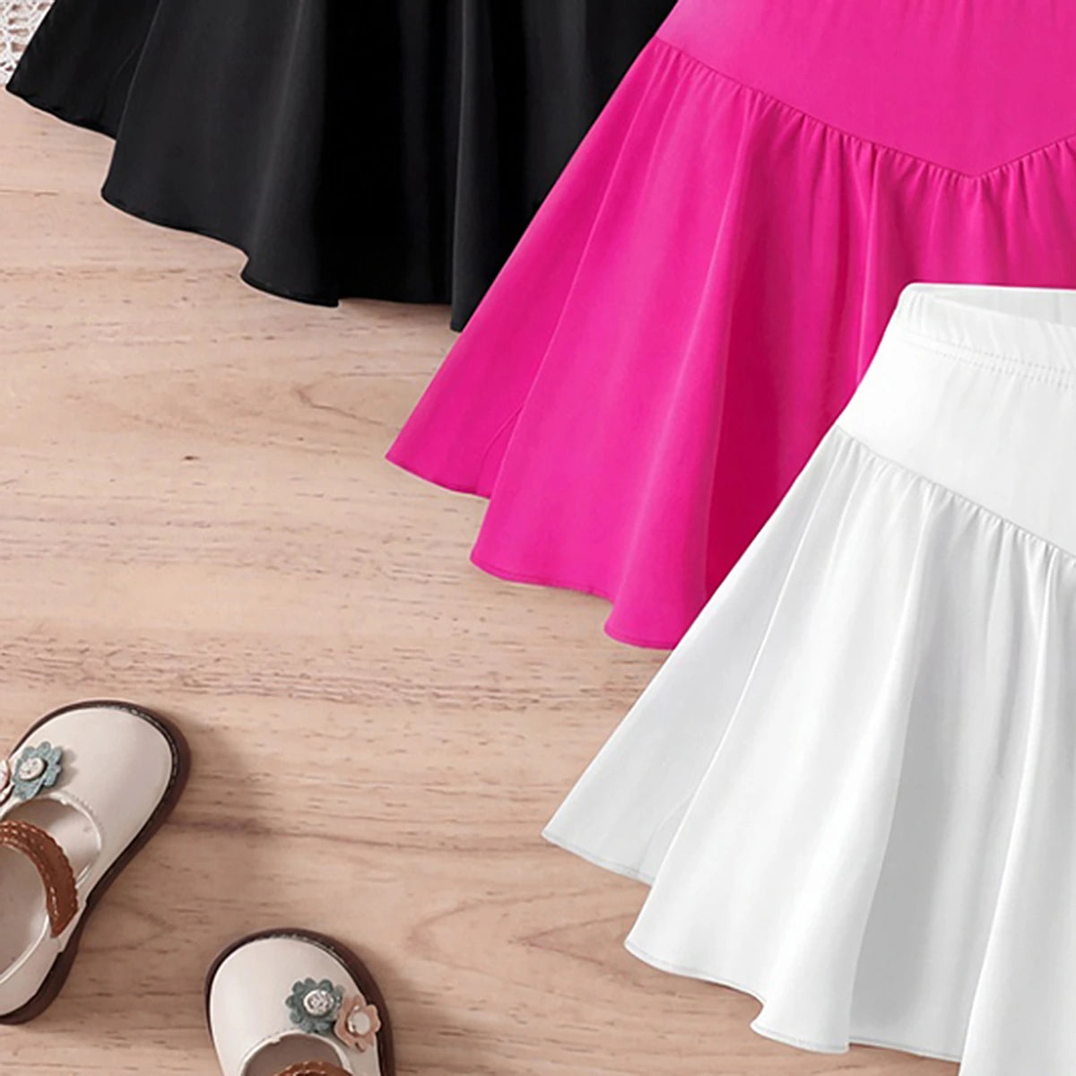 Girls Multicolor Elasticated Flared Mini Skirts Skirts