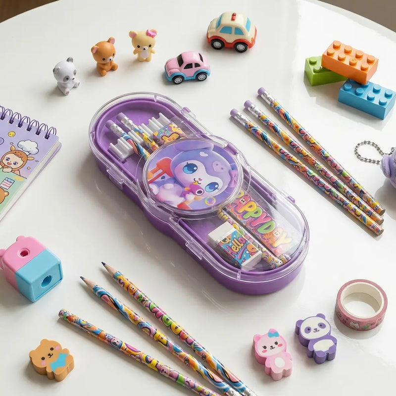 Cartoon Pencil Pouch Set for Kids Hard Case School Stationery Box Trending Accessories