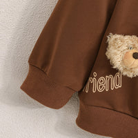 Girls Brown Friend Printed Front Zipper Hooded Winter Jacket Coats & Jackets