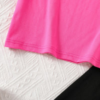 Girls Fuchsia Short Sleeves Tee with Shorts Set Sets