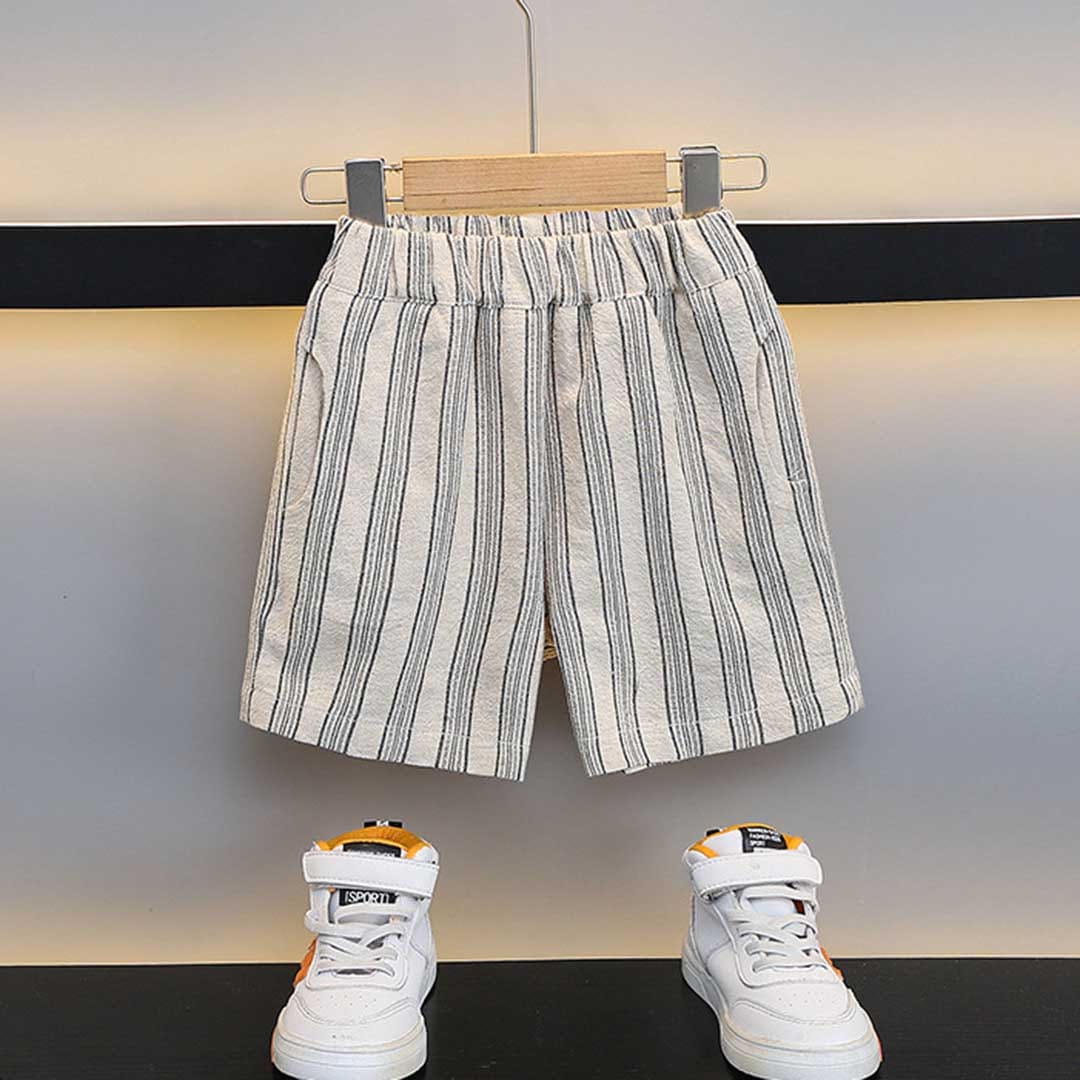 Boys Striped Sleeveless Shirt With Shorts Set Sets   