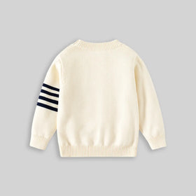 Boys Off White Self-Design Sweater Sweaters & Cardigans