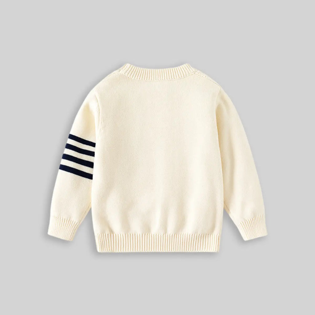 Boys Off White Self-Design Sweater Sweaters & Cardigans