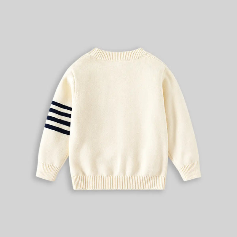 Boys Off White Self-Design Sweater Sweaters & Cardigans