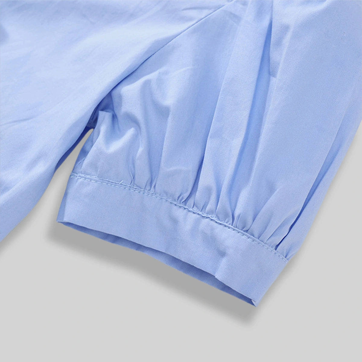 Girls Sky Blue Bunny Applique Puff Sleeve Shirt Dress Casual Dresses
