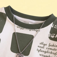 Boys Green Typographic Sweatshirt & Denim Pants Sets Sets