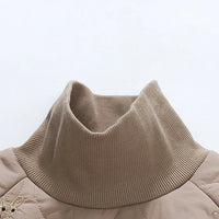 Girls Khaki Embroidered High Neck Sweatshirt With Jogger Co-ord Sets Sets