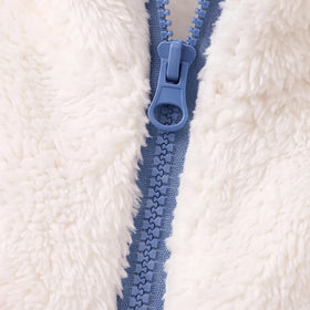 Girls Blue Fleece Rainbow-Striped Zip-up Jacket Coats & Jackets